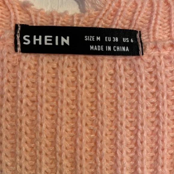 Shein Peach Blue Multi Color Frayed Stripe Sweater Top NWOT - Picture 10 of 11